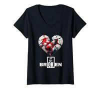 Womens I’m Not OK Broken - Mental Health Awareness Cracked Heart V-Neck T-Shirt