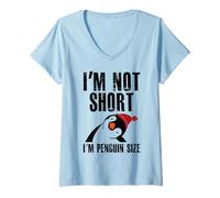 Women's I’m Not Short Penguin Size Funny Cute Penguinjoke V-Neck T-Shirt