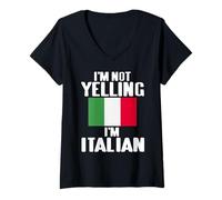 Womens I’m Not Yelling I’m Italian Flag Humor Proud V-Neck T-Shirt