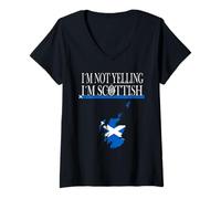 Womens I’m Not Yelling I’m Scottish - Funny Scotland Humor Holiday V-Neck T-Shirt