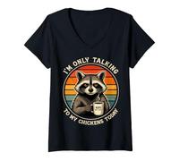 Women's I’m Only Talking to My Chickens Today Funny Chicken V-Neck T-Shirt