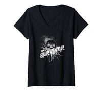 Women's I’m Survivor Smiling Through the Damage - Sarcastic V-Neck T-Shirt