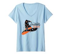 Womens I’m The Grammy Witch Funny Halloween Design V-Neck T-Shirt