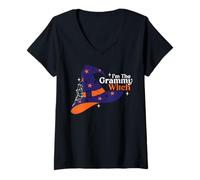 Womens I’m The Grammy Witch Funny Halloween Design V-Neck T-Shirt