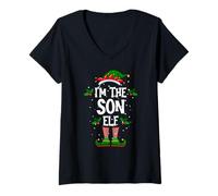 Womens I’m The Son Elf Holiday Last Minute Costume V-Neck T-Shirt
