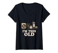 Womens I’m This Old Funny Retro Tech Nostalgia for 70s 80s V-Neck T-Shirt
