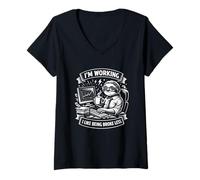 Women's I’m Working I Like Being Broke Less Funny Work Mindset V-Neck T-Shirt