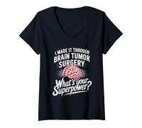 Women's I Made It Through Brain Tumor Surgery What's Your Superpower V-Neck T-Shirt