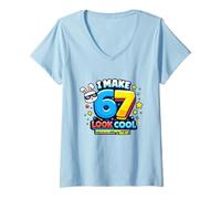 Women's I Make 67 Look Cook Fun Easter Family Easter Jokes Gaming V-Neck T-Shirt