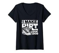 Women's I Make Dirt Look Good Skid Steer Loader Equipment Operator V-Neck T-Shirt
