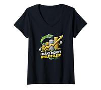 Women's I Make Money While I Sleep Passive Income Dividend V-Neck T-Shirt