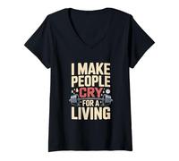 Women's I Make People Cry for A Living Trainer Joke V-Neck T-Shirt