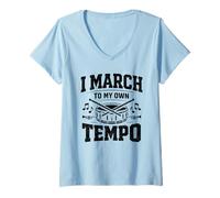 Women's I March to My Own Tempo Marching Band Drumline V-Neck T-Shirt
