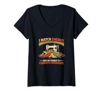 Women's I Match Energy and My Quilting is Currently Unfinished V-Neck T-Shirt