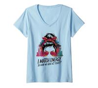 Womens I Match Energy How We Gon' Act Today Messy Bun Funny Sassy V-Neck T-Shirt