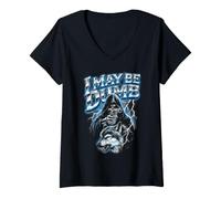 Women's I May Be Dumb Badass Skeleton Wolf Gun Lightning V-Neck T-Shirt