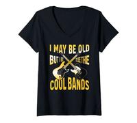 Womens I May Be Old Aber I Got To See The Cool Bands Rock & Roll V-Neck T-Shirt