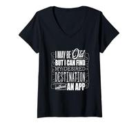 Women's I May Be Old Bushcraft Camping Destination Without an App V-Neck T-Shirt