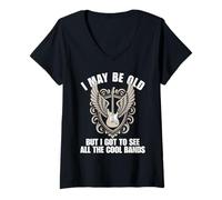 Womens I May Be Old But I Got to See All The Cool Bands Retro Rock V-Neck T-Shirt