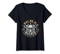 Womens I May Be Old But I Got to See All The Cool Bands Retro Rock V-Neck T-Shirt