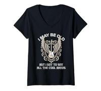 Womens I May Be Old But I Got to See All The Cool Bands Retro Rock V-Neck T-Shirt