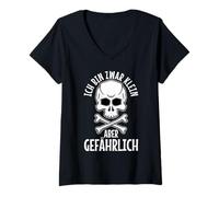 Womens I may be small but dangerous V-Neck T-Shirt