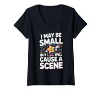 Womens I May Be Small But I Will Cause a Scene Short Person Shorty V-Neck T-Shirt