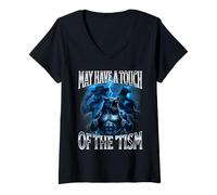 Womens I May Have a Touch of The Tism Alpha Male Wolf Meme V-Neck T-Shirt