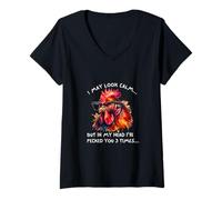 Women's I May Look Calm But in My Head I've Pecked You 3 Times V-Neck T-Shirt