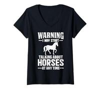 Womens I May Start Talking About Horses Funny Equestrian Lovers V-Neck T-Shirt