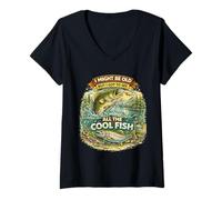 Women's I Might Be Old But I Got to See All The Cool Fish Funny V-Neck T-Shirt