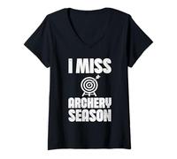 Women's I Miss Archery Season Bowhunter Quote V-Neck T-Shirt