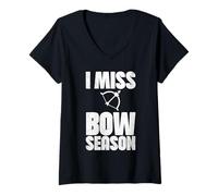 Women's I Miss Bow Season Bowhunter Quote V-Neck T-Shirt