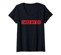 Womens I Miss My Ex Hilarious Funny Classic Graphic V-Neck T-Shirt