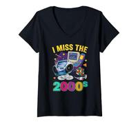 Women's I Miss the 2000's Vintage Two-Thousands Retro 00s V-Neck T-Shirt