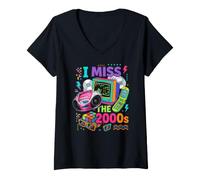 Women's I Miss the 2000's Vintage Two-Thousands Retro 00s V-Neck T-Shirt