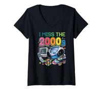 Women's I Miss the 2000's Vintage Two-Thousands Retro 00s V-Neck T-Shirt