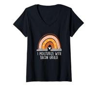 Women's I moisturize with Bacon Grease Inappropriate Joke V-Neck T-Shirt