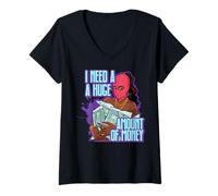 Womens I Need a Huge Amount of Money Black Queen Fun Melanin Sista V-Neck T-Shirt