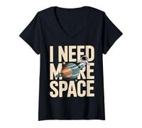 Women's I Need More Space Astronaut Planet Galaxy V-Neck T-Shirt