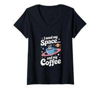 Women's I Need Space... and My Coffee Space Exploration V-Neck T-Shirt