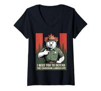 Womens I Need You to Defend The Canadian Landscape Nature Lover V-Neck T-Shirt