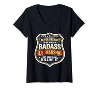 Women's I Never Dreamed I'd Become A Badass US Marshal But Here I Am V-Neck T-Shirt