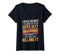 Womens I Never Dreamed I'd Grow Up to Be Pontoon Captain Funny V-Neck T-Shirt