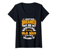 Women's I Never Dreamed that One Day I'd Become a Grumpy Old Man V-Neck T-Shirt