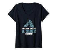 Womens I Never Leave A Shoe Behind Sneaker Collecting Footwear Fans V-Neck T-Shirt