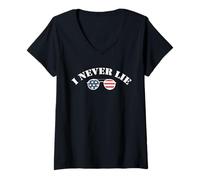 Womens I Never Lie - Funny Saying Sarcastic Cute Cool Liar Novelty V-Neck T-Shirt