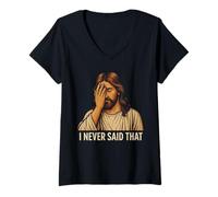 Womens I Never Said That - Jesus Facepalm V-Neck T-Shirt