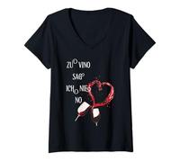 Womens I Never say no to Wine V-Neck T-Shirt