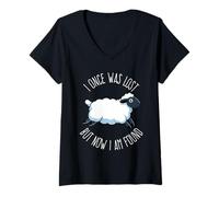 Womens I Once was Lost But Now I Am Found Bible Verse Christian V-Neck T-Shirt